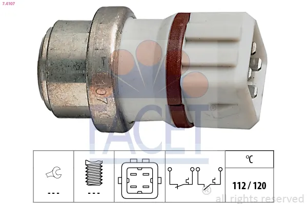 Sensor de temperatura do fluido de esfriamento (de ativação de ventilador do radiador) 74107 Facet