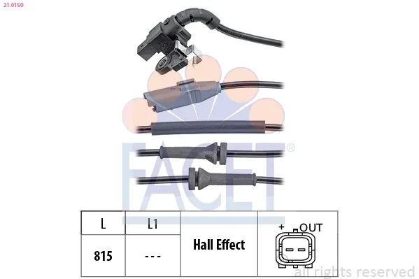 Sensor ABS traseiro 210150 Facet