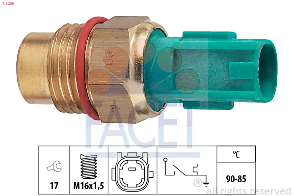 Sensor de temperatura do fluido de esfriamento (de ativação de ventilador do radiador) 75266 Facet