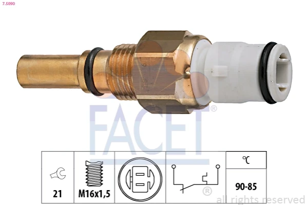 Sensor de temperatura do fluido de esfriamento (de ativação de ventilador do radiador) para Toyota Corolla (E8B)