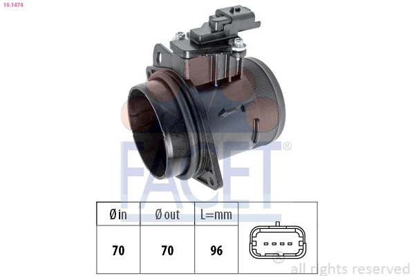 Sensor de fluxo (consumo) de ar, medidor de consumo M.A.F. - (Mass Airflow) para Peugeot 308 