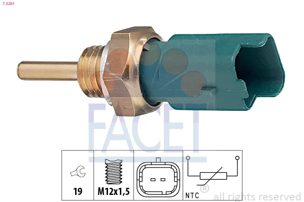 Sensor de temperatura do fluido de esfriamento 73261 Facet