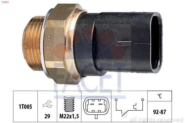 Sensor de temperatura do fluido de esfriamento (de ativação de ventilador do radiador) 98435734 Iveco