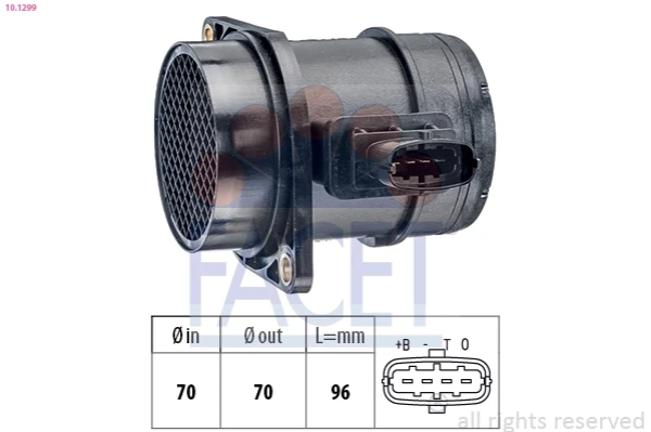 Sensor de fluxo (consumo) de ar, medidor de consumo M.A.F. - (Mass Airflow) para Fiat Doblo (119)