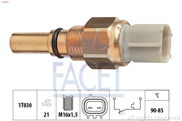 Sensor de temperatura do fluido de esfriamento (de ativação de ventilador do radiador) para Toyota Camry (V20)
