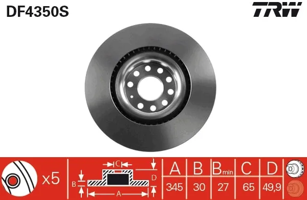 Disco do freio dianteiro DF4350S TRW