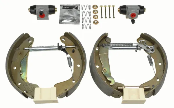 Sapatas do freio traseiras de tambor, montadas com cilindros, kit GSK1624 TRW