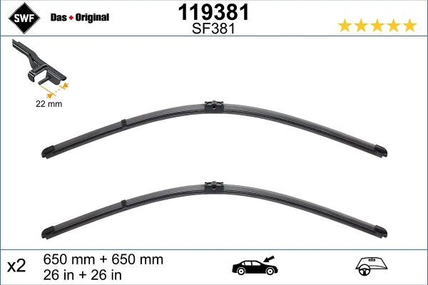 Limpa-pára-brisas do pára-brisas, kit de 2 un. para Volkswagen Touareg (7P5)