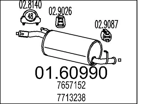 Silenciador, parte traseira 7657152 Fiat/Alfa/Lancia