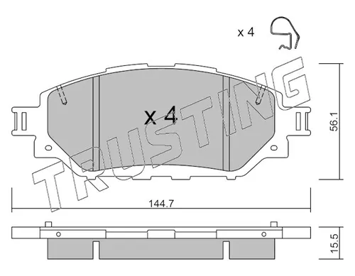 Sapatas do freio dianteiras de disco Toyota Hilux GUN12, GUN13