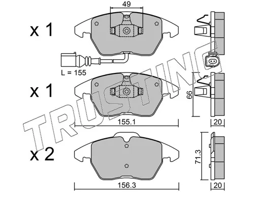 Sapatas do freio dianteiras de disco Volkswagen Golf 6 5K1