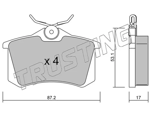 Sapatas do freio traseiras de disco 1021 Trusting