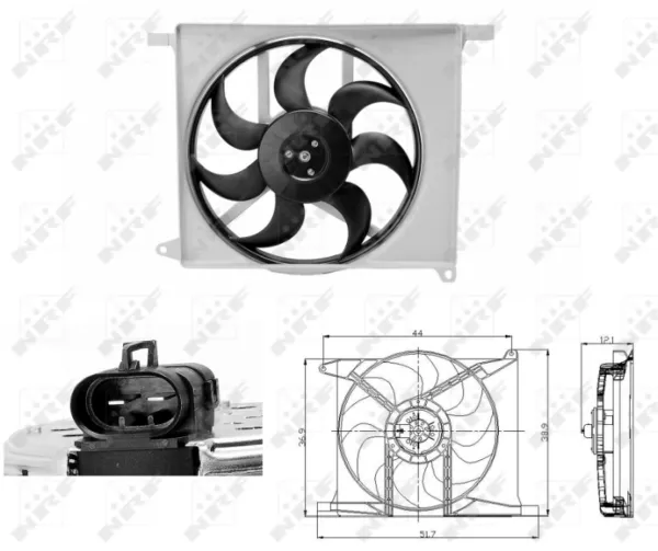 Ventilador elétrico de esfriamento montado (motor + roda de aletas) Opel Astra F