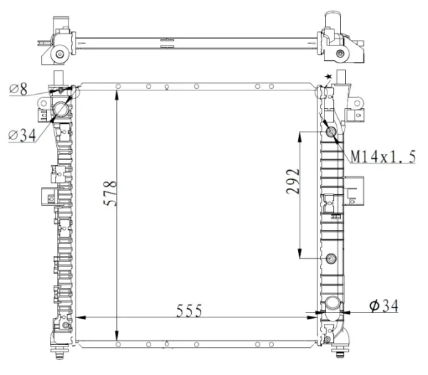 Radiador de esfriamento de motor SsangYong Kyron 