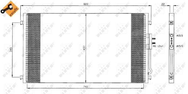 Radiador de aparelho de ar condicionado para Chrysler Voyager 