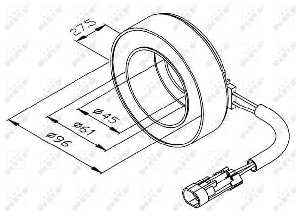 Acoplamento (bobina magnética) do compressor de aparelho de ar condicionado 38470 NRF