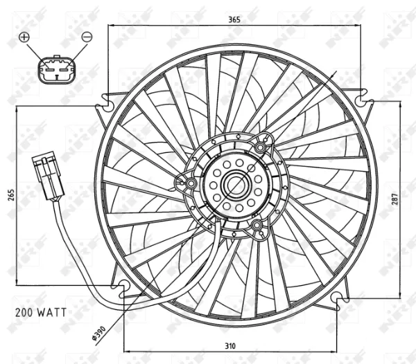 Ventilador elétrico de esfriamento montado (motor + roda de aletas) 47073 NRF