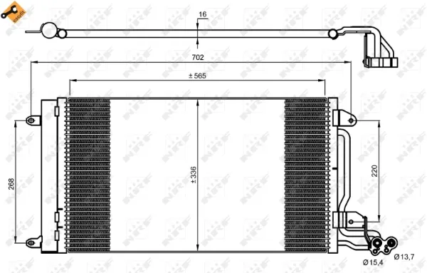 Radiador de aparelho de ar condicionado para Skoda Fabia II 5J2, 542, 572, 582
