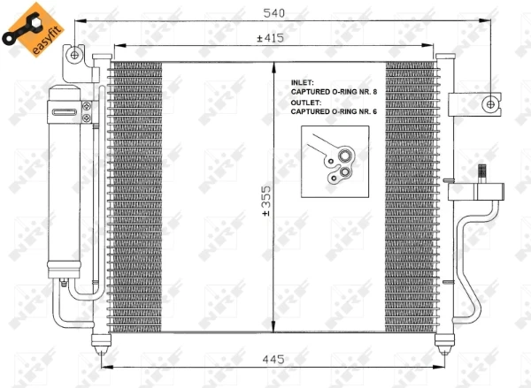 Radiador de aparelho de ar condicionado para Hyundai Accent (LC)