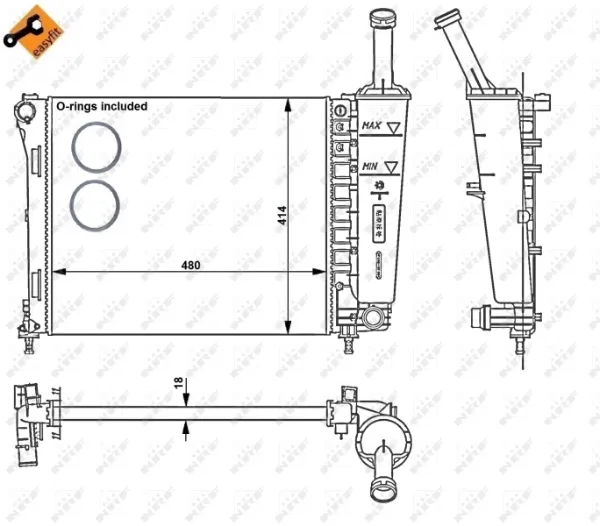 Radiador de esfriamento de motor Fiat 500 312