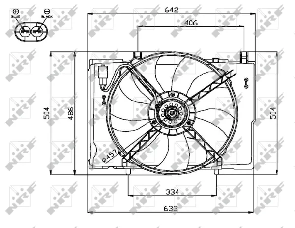 Difusor do radiador de esfriamento, montado com motor e roda de aletas 47741 NRF
