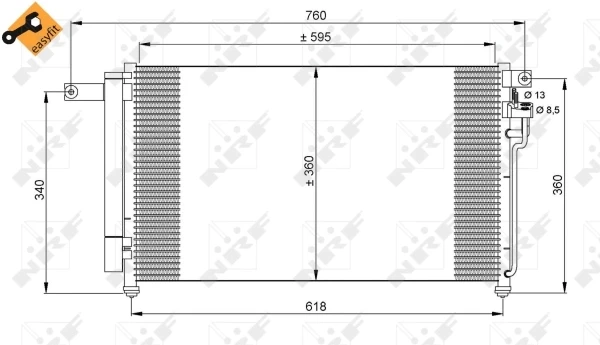 Radiador de aparelho de ar condicionado para KIA Rio (DE)