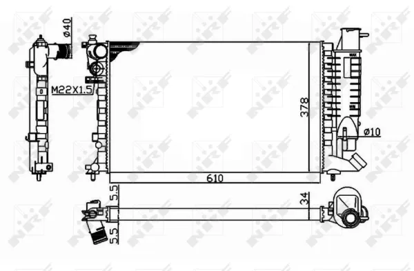 Radiador de esfriamento de motor 58092 NRF