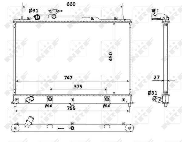 Radiador de esfriamento de motor para Mazda CX-7 (ER)