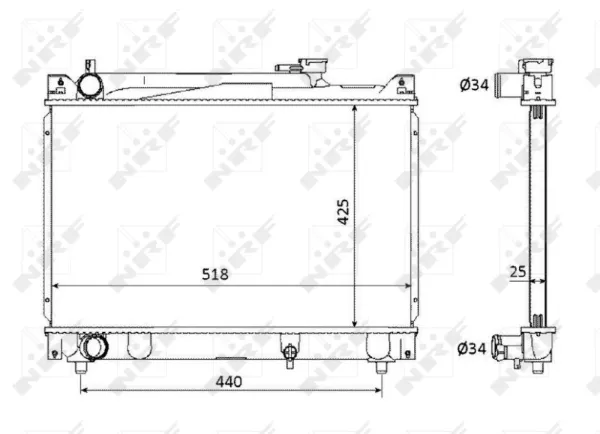 Radiador de esfriamento de motor 53882 NRF
