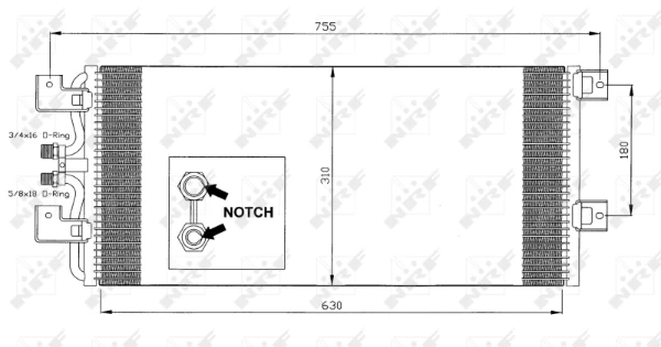 Radiador de aparelho de ar condicionado para Volkswagen Transporter (70XB, 70XC, 7DB, 7DW)