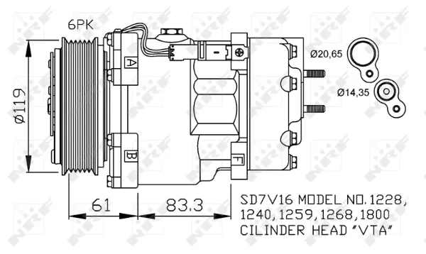 Compressor de aparelho de ar condicionado 32198 NRF