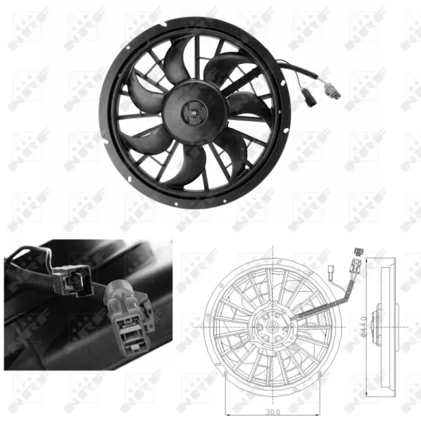 Ventilador elétrico de esfriamento montado (motor + roda de aletas) Volvo V70 I
