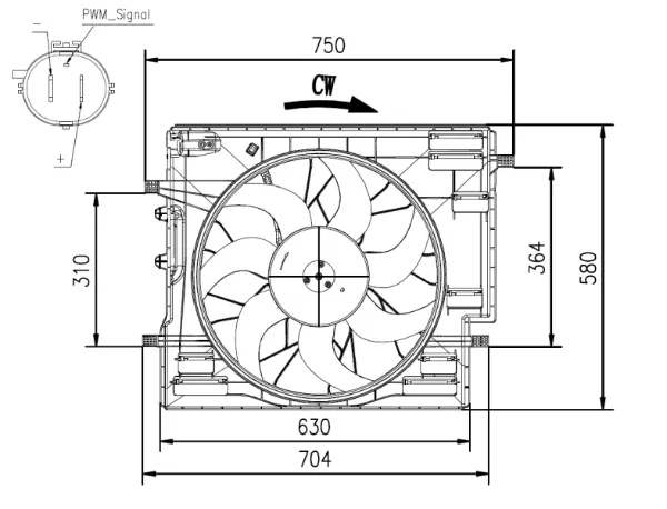 Difusor do radiador de esfriamento, montado com motor e roda de aletas 47967 NRF