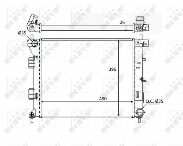 Radiador de esfriamento de motor 58522 NRF