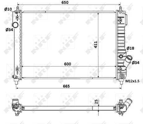 Radiador de esfriamento de motor 95227754 General Motors