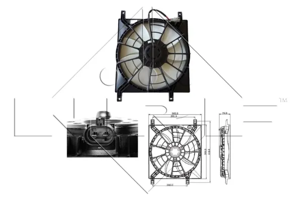 Difusor do radiador de esfriamento, montado com motor e roda de aletas 47257 NRF