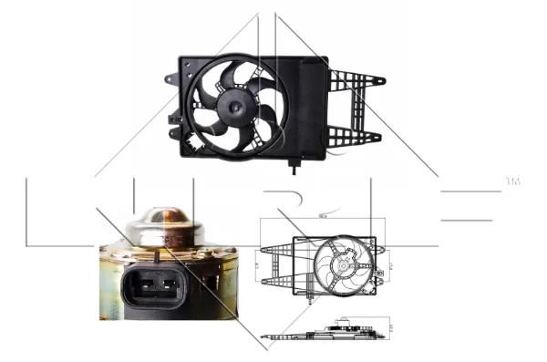 Difusor do radiador de esfriamento, montado com motor e roda de aletas 47243 NRF