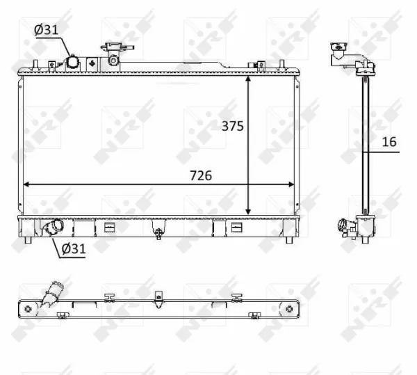 Radiador de esfriamento de motor 58393 NRF