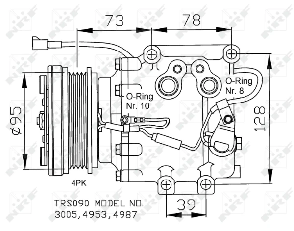 Compressor de aparelho de ar condicionado para Mazda 323 (BA)