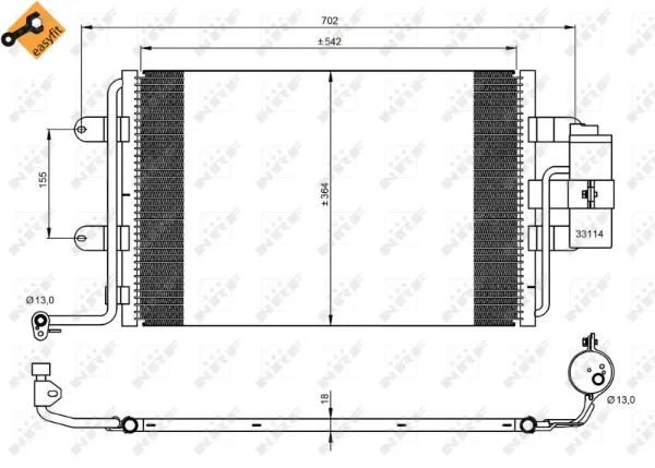 Radiador de aparelho de ar condicionado Volkswagen Golf 4 1J1