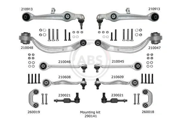 Kit de braços oscilantes de suspensão dianteira 219902 ABS