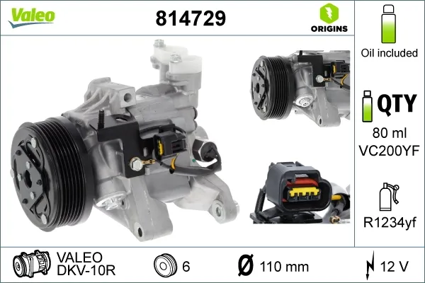 Compressor de aparelho de ar condicionado 814729 VALEO