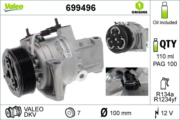 Compressor de aparelho de ar condicionado 699496 VALEO