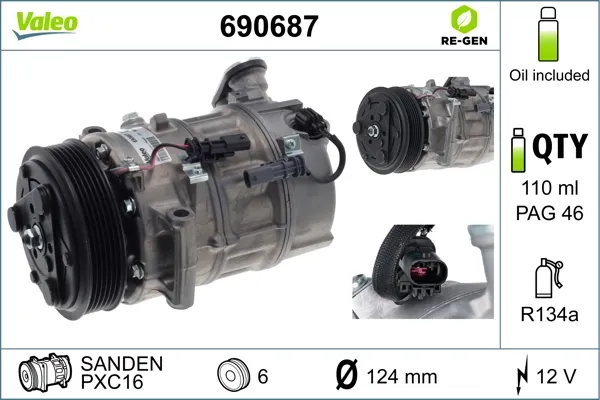 Compressor de aparelho de ar condicionado 690687 VALEO