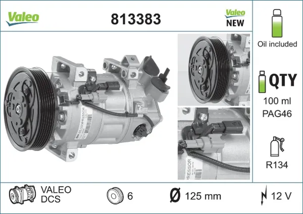 Compressor de aparelho de ar condicionado 813383 VALEO