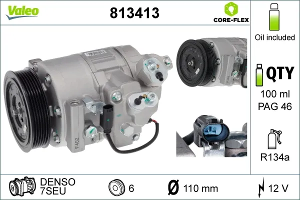 Compressor de aparelho de ar condicionado 813413 VALEO