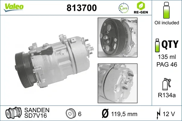 Compressor de aparelho de ar condicionado 813700 VALEO