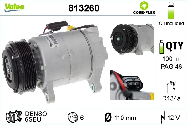 Compressor de aparelho de ar condicionado 813260 VALEO