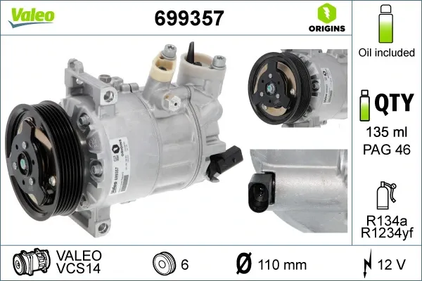 Compressor de aparelho de ar condicionado 699357 VALEO