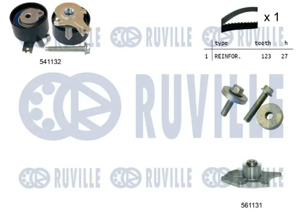 Correia do mecanismo de distribuição de gás, kit 5500551 Ruville
